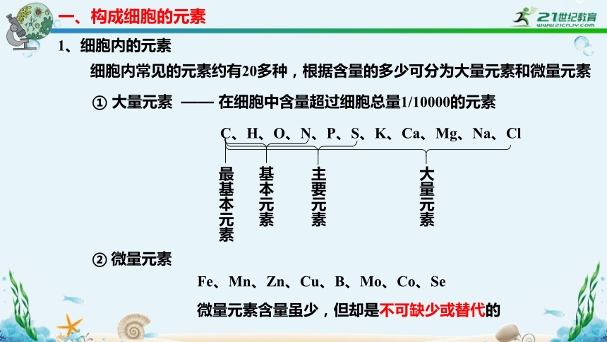苏教版（2019）必修1-1.1 细胞中的元素和无机化合物——细胞中的元素和无机化合物（16张PPT）