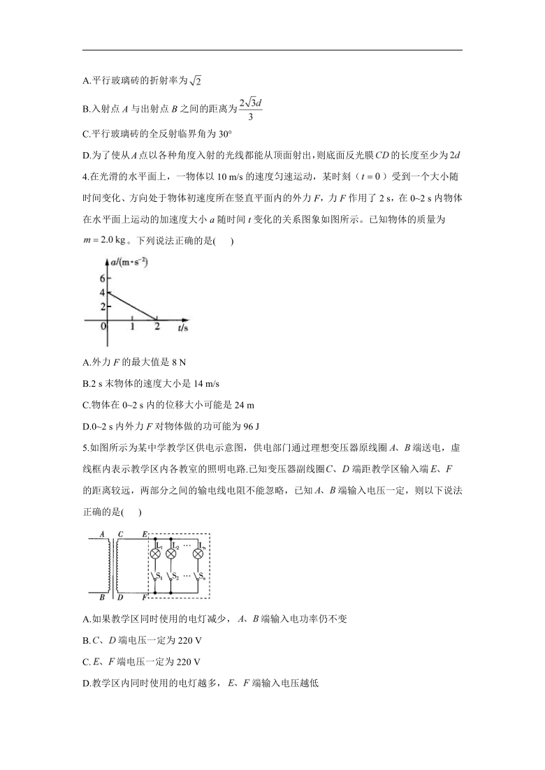 2021届新高考物理模拟培优强化训练（一）（山东专版）