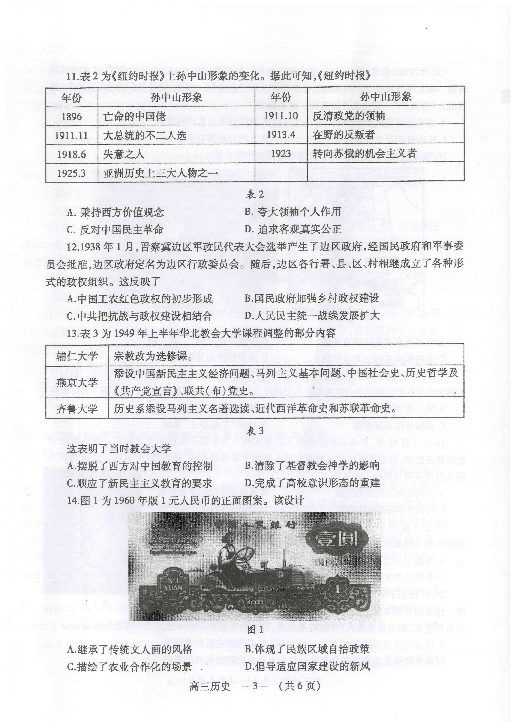 福建省福州市2020届高三上学期期末质量检测历史试题（PDF版含答案）