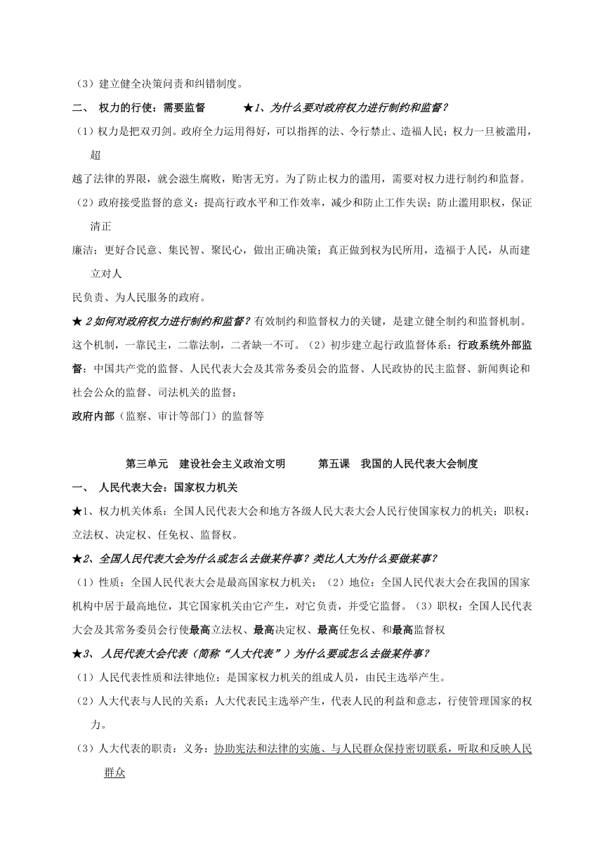 高中政治学业水平测试知识整合之政治生活