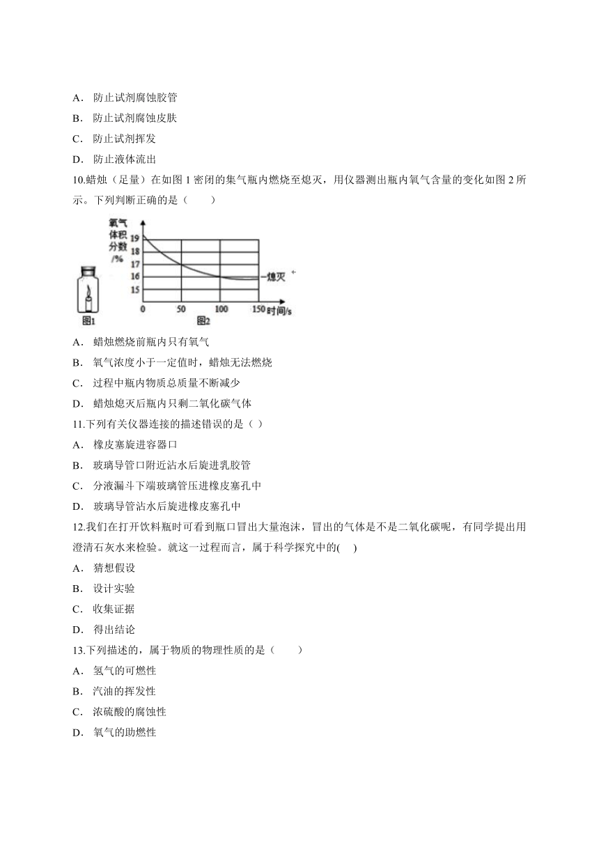 第一单元  走进化学世界单元检测题（ 解析版）