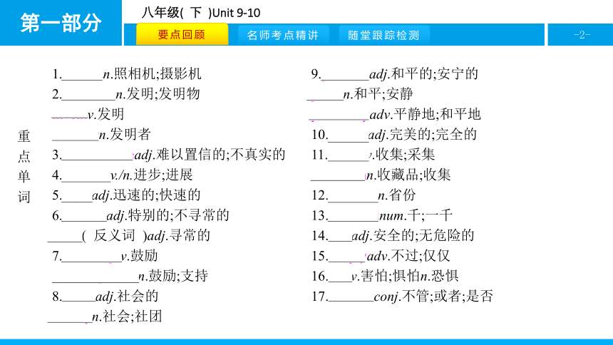 人教版新目标英语2018中考第一轮复习课件八年级(  下  )Unit 9-10（30张）