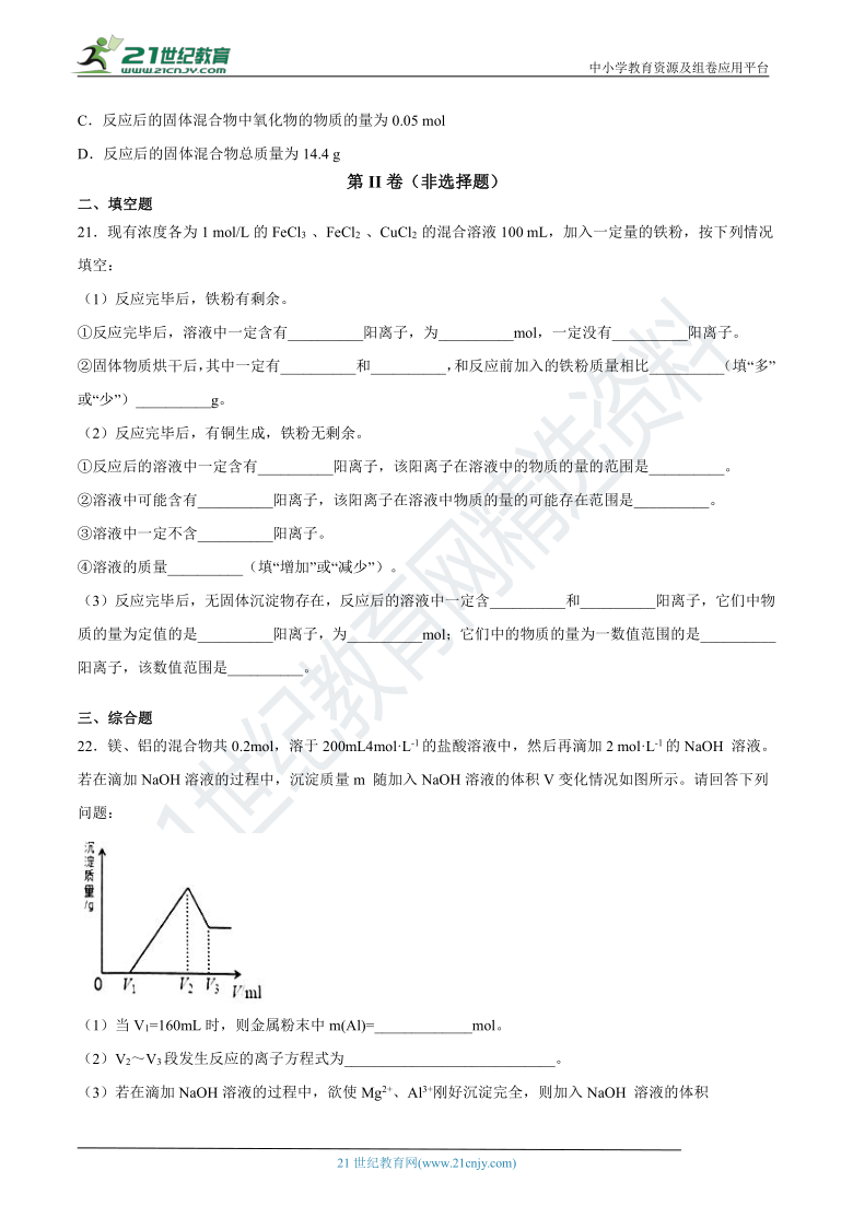 第三章金属及其化合物章末 同步练习（含答案）