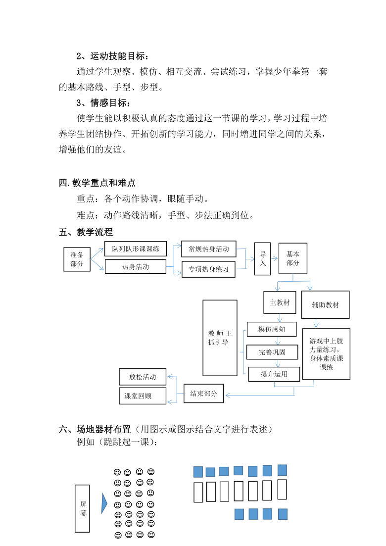 少年拳：震脚架打、蹬踢架打（教案） 体育与健康六年级上册 人教版（表格式）