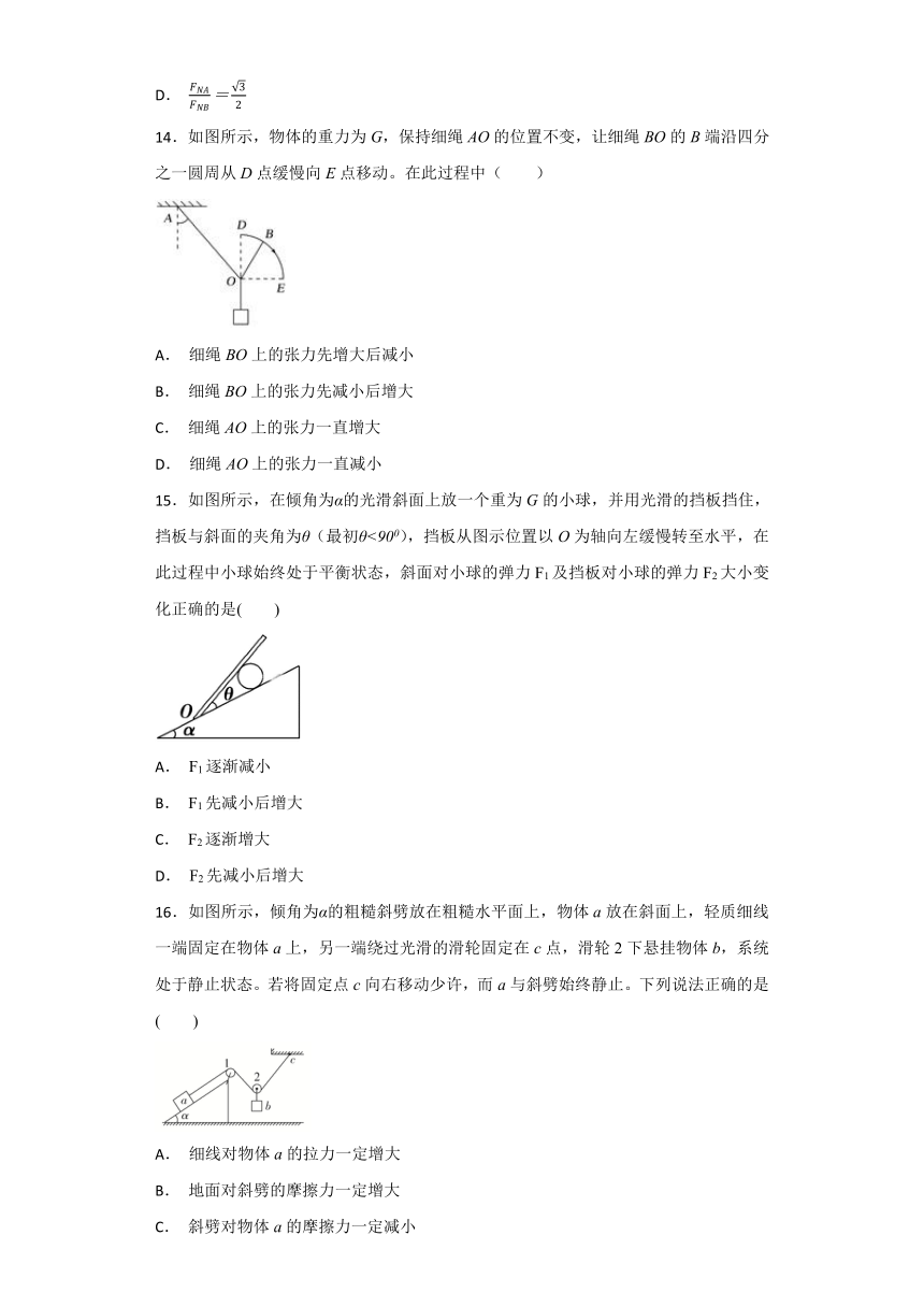 人教版高中物理必修一第三章《相互作用》单元检测题（解析版）