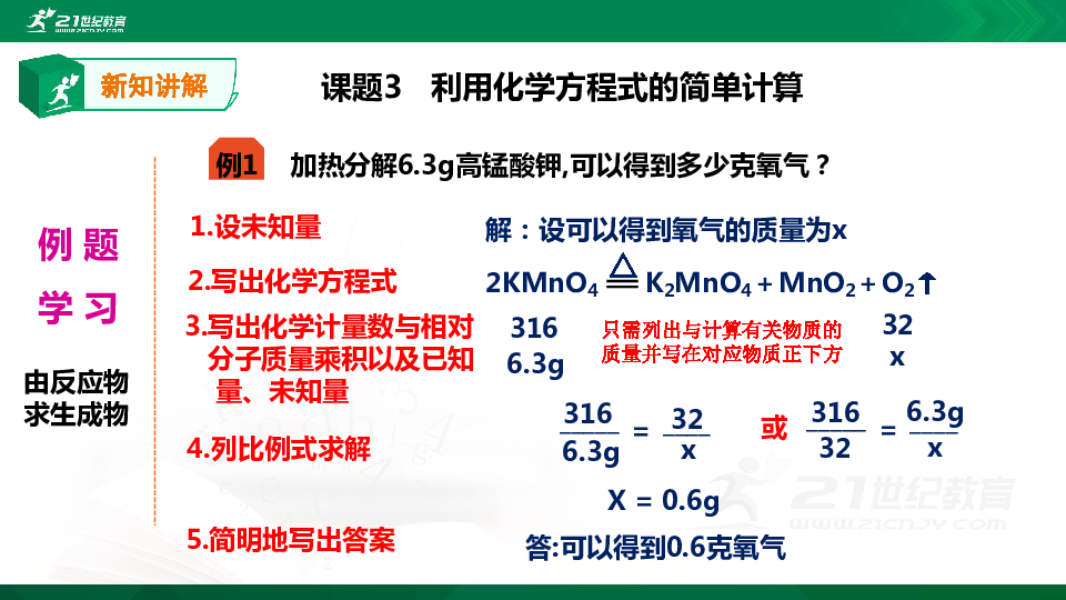 课题3 利用化学方程式的简单计算(共15张PPT)