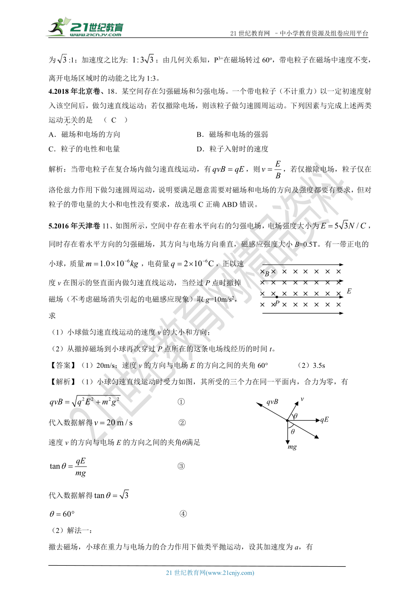 2011-2018年高考真题专题分类汇编053.带电粒子在复合场中的运动