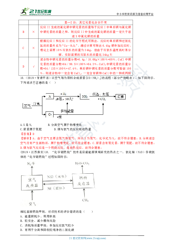 2020年中考化学三轮复习模拟试卷组卷素材 考点34工艺流程（解析版）