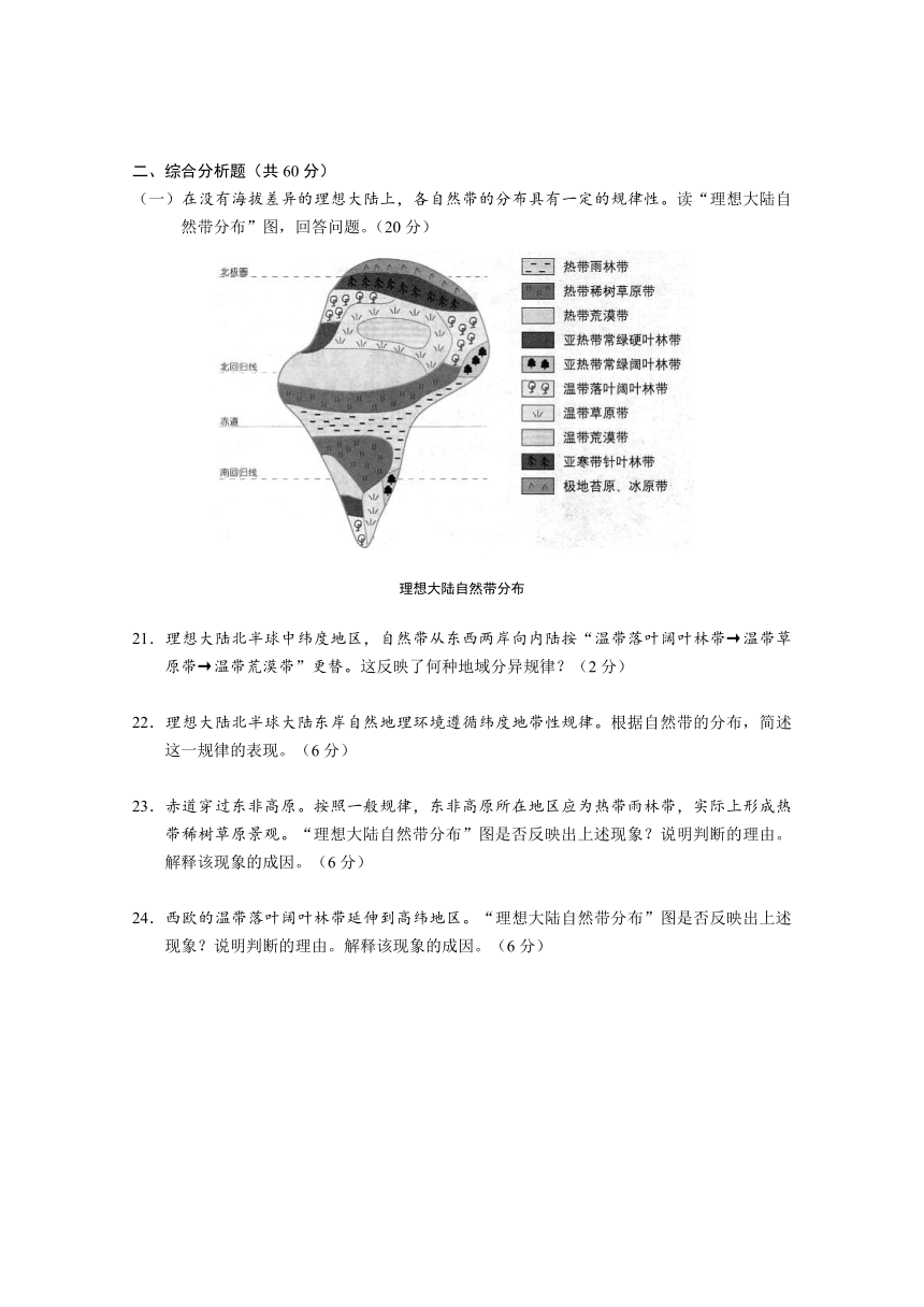 上海市虹口区2018届高三（高二等级考）下学期教学质量监控（二模）地理试题（Word版， 含答案）