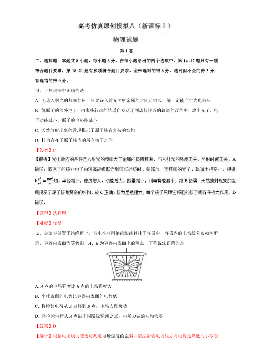 专题39.1高考仿真原创模拟八（新课标卷Ⅰ）-2017年高考物理高频考点穿透卷Word版含解析