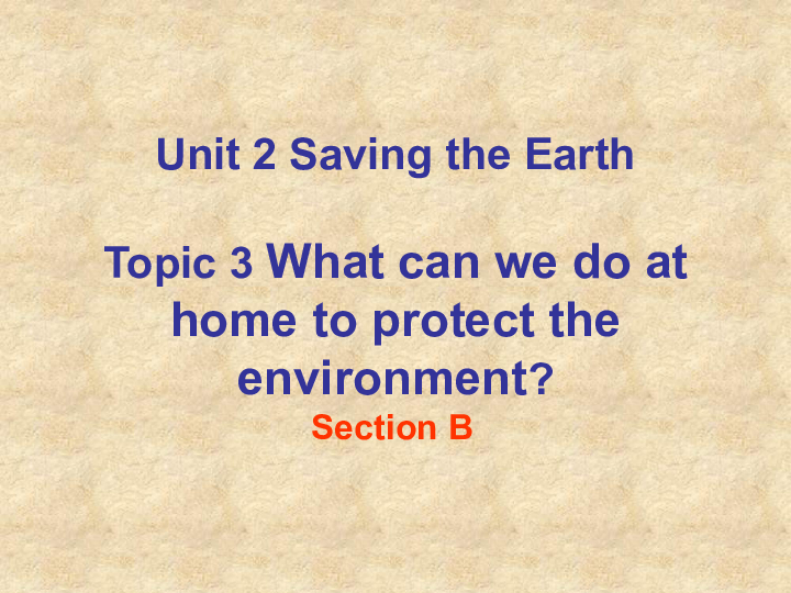 仁爱版九年级英语上册 Unit 2 Topic 3 What  can we do to protect the environment? Section B 课件(共26张PPT)