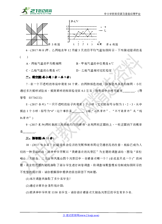 【中考数学第二轮复习训练题】章节检测(八)统计与概率（含答案）