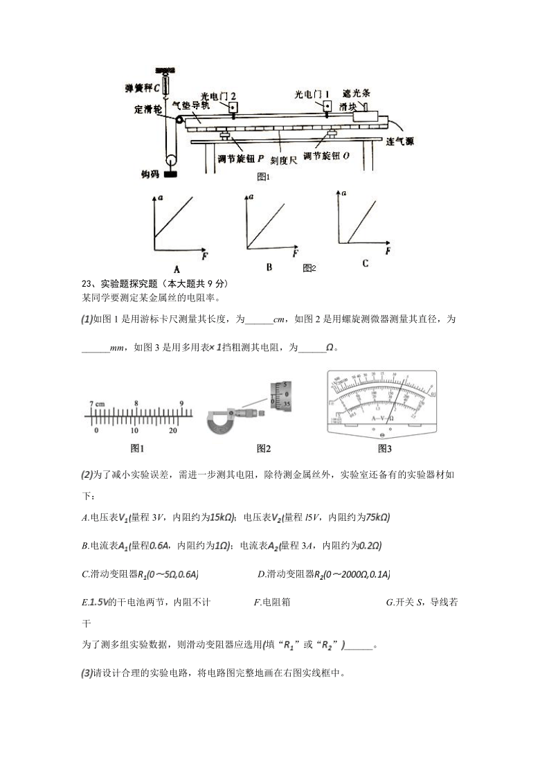 湖南省郴州市湖南师大附属五雅中学2021届高三1月考理综试卷（Word版含答案）