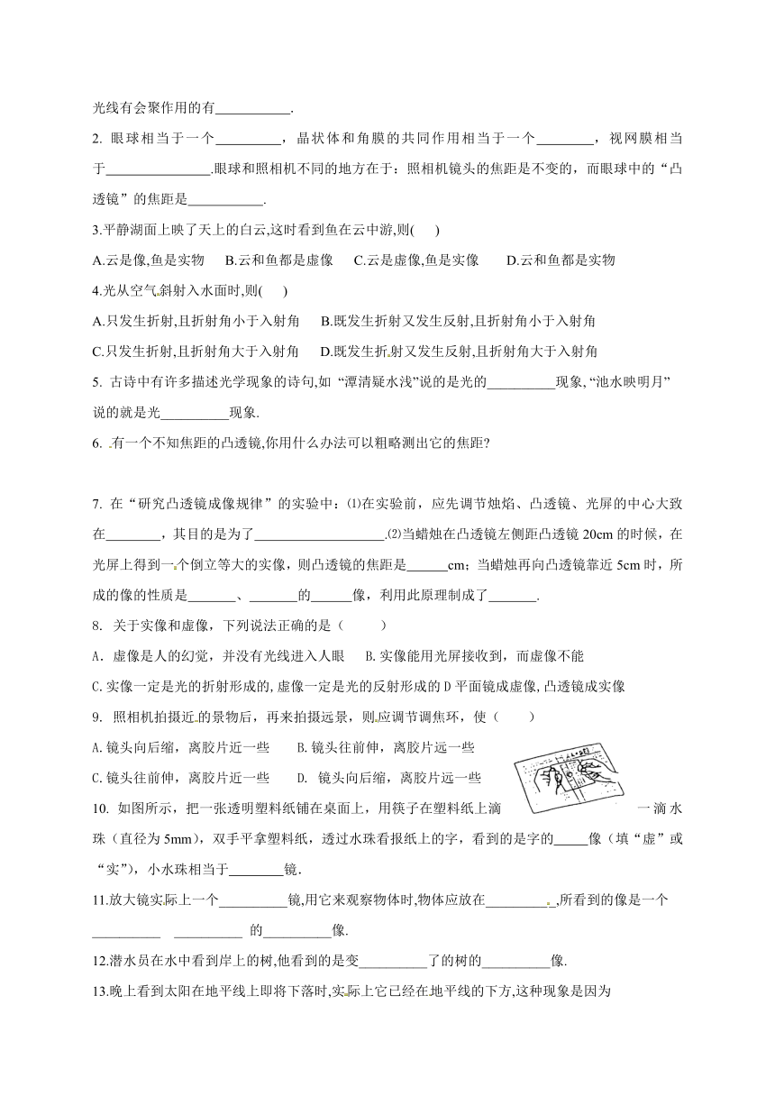 江苏省镇江句容市行香中学2017届中考物理一轮复习学案_透镜及其应用（无答案）