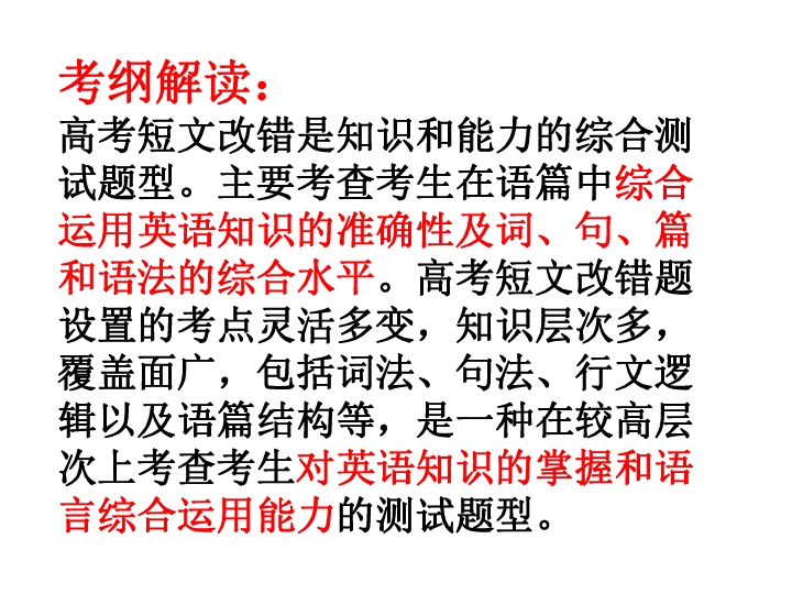 高中英语短文改错解题方法剖析 课件（21张PPT）