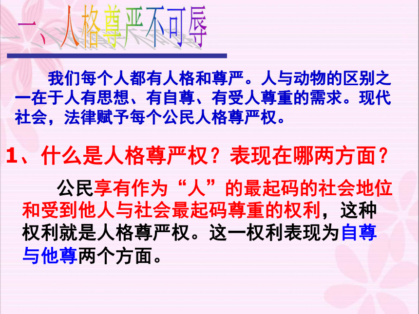 人教版八年级下册《思想品德》人人享有人格尊严权（19张ppt）