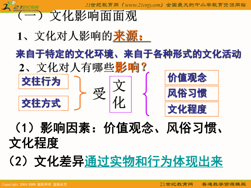 政治：1.2.1《感受文化影响》课件（必修3）广东专用
