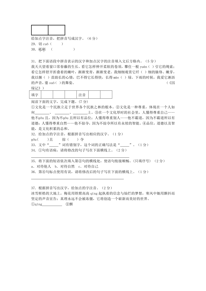 2013-2014学年度中考二轮复习字音专项练习（答案+解析）