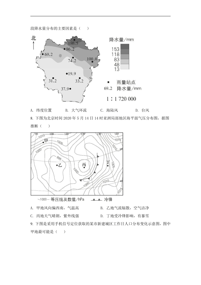 2020年北京卷地理高考试题（word版，无答案）