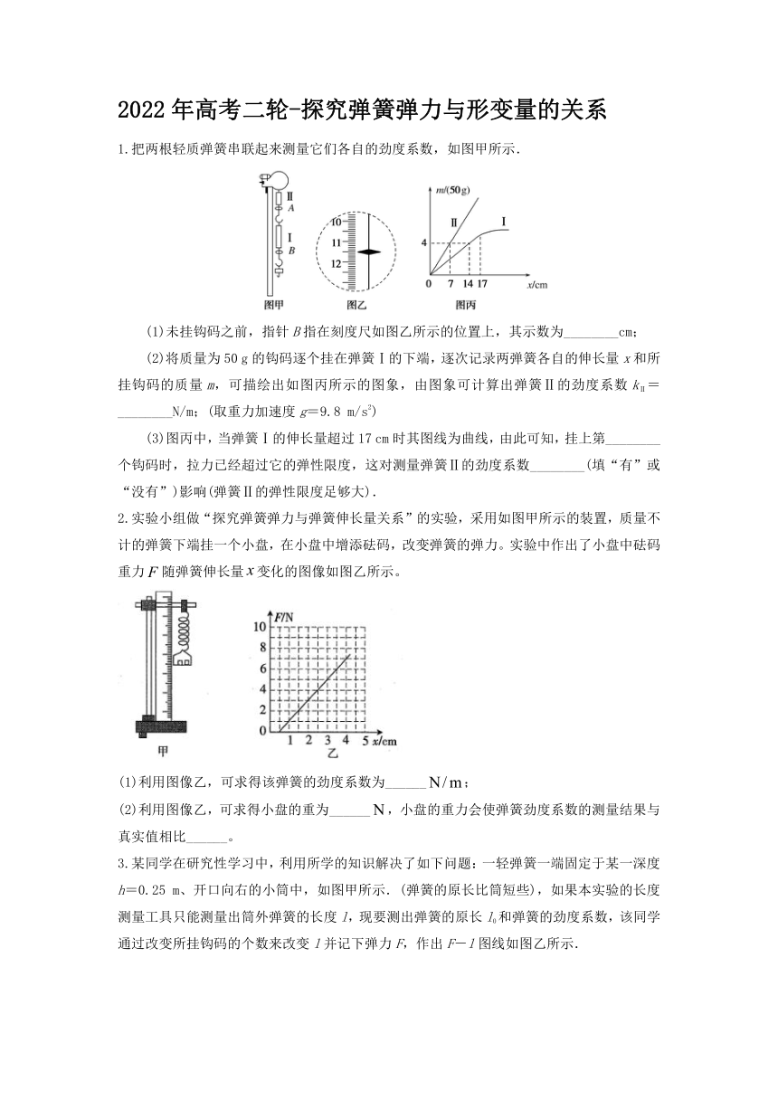 2022届高考物理二轮复习-探究弹簧弹力与形变量的关系(word 含答案)