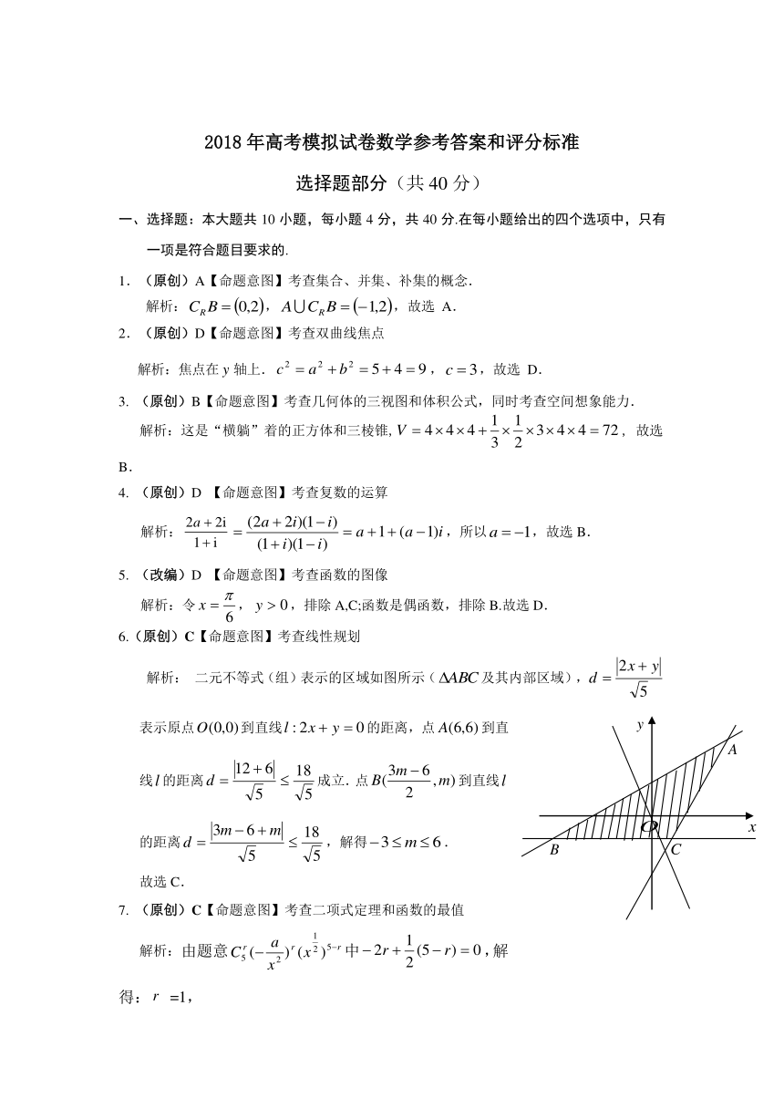 2018年浙江省杭州市高中数学高考命题比赛试题19