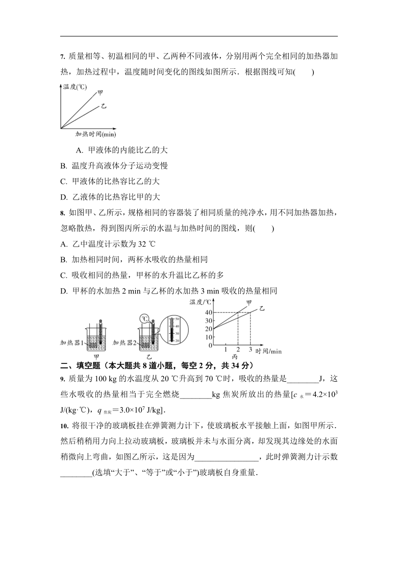 2020-2021 人教版九年级物理 第13章 内能 综合提升训练题（含答案和解析）