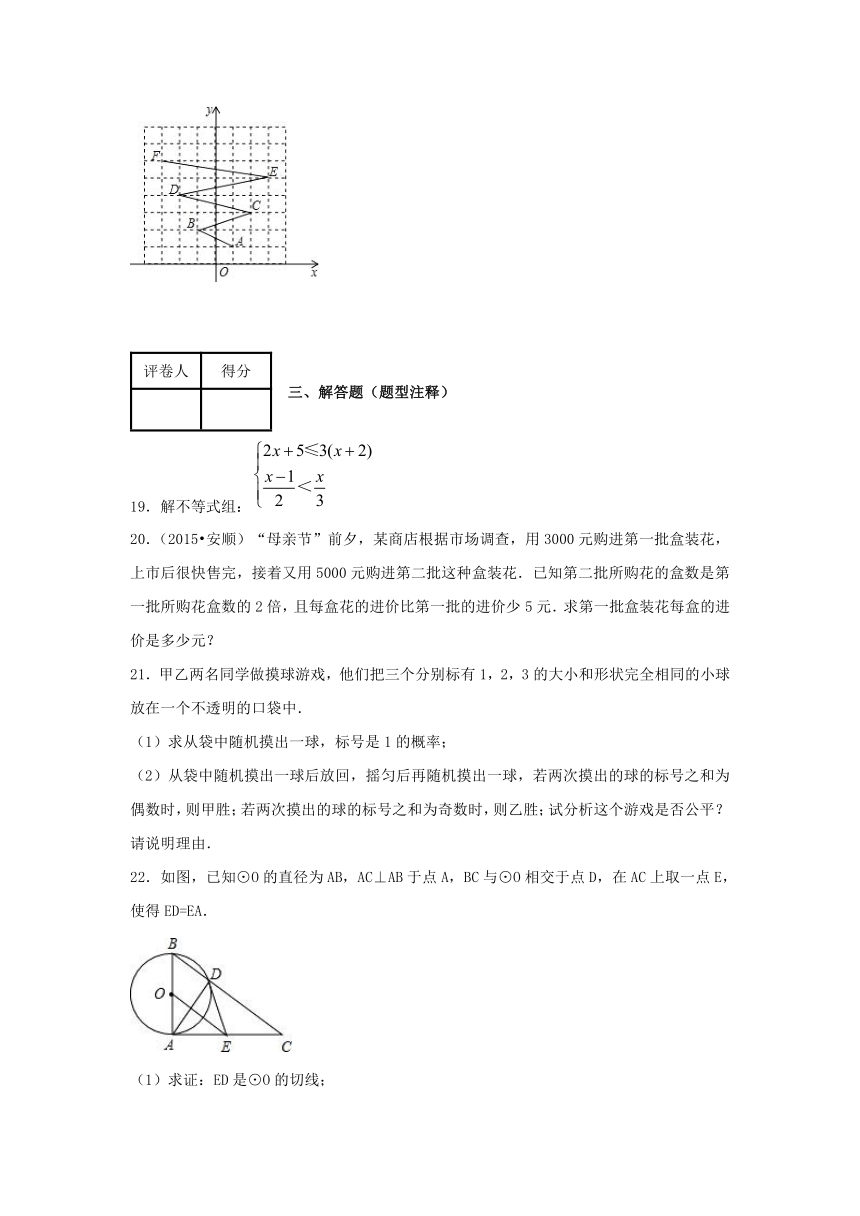 山东省威海市乳山市实验中学2017年九年级（五四学制）6月月考数学试卷（含答案）