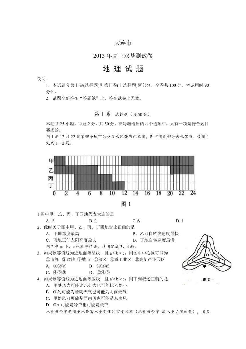 辽宁大连市2013年高三双基测试地理