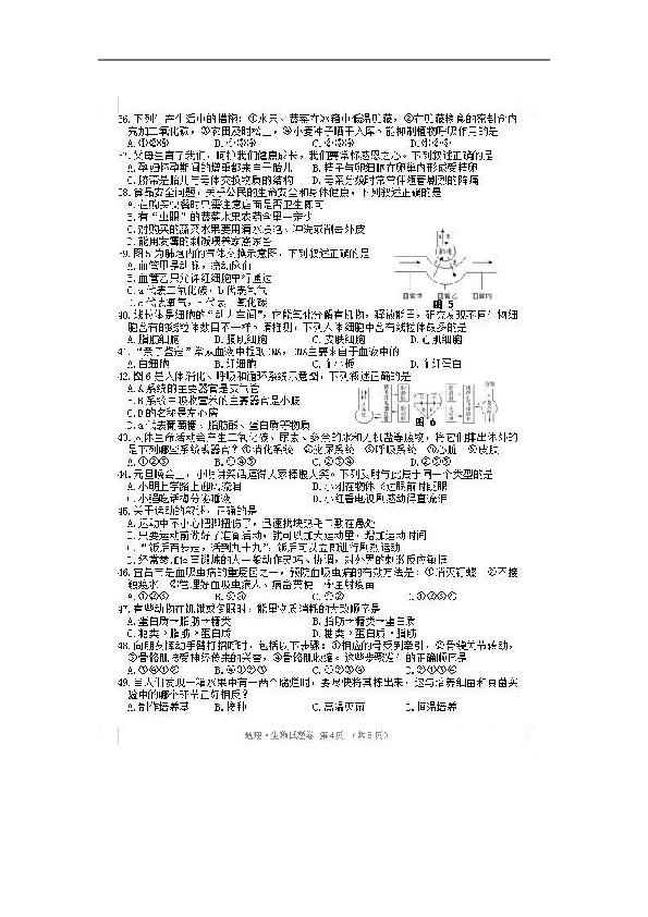 2019年湖北省宜昌市中考生物试题（图片版含答案）