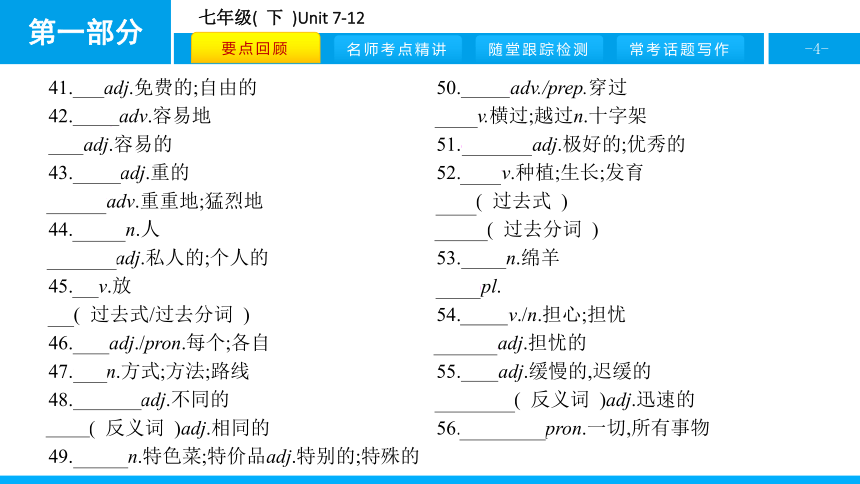 人教版新目标英语2018中考第一轮复习课件七年级(  下  )Unit 7-12（44张）