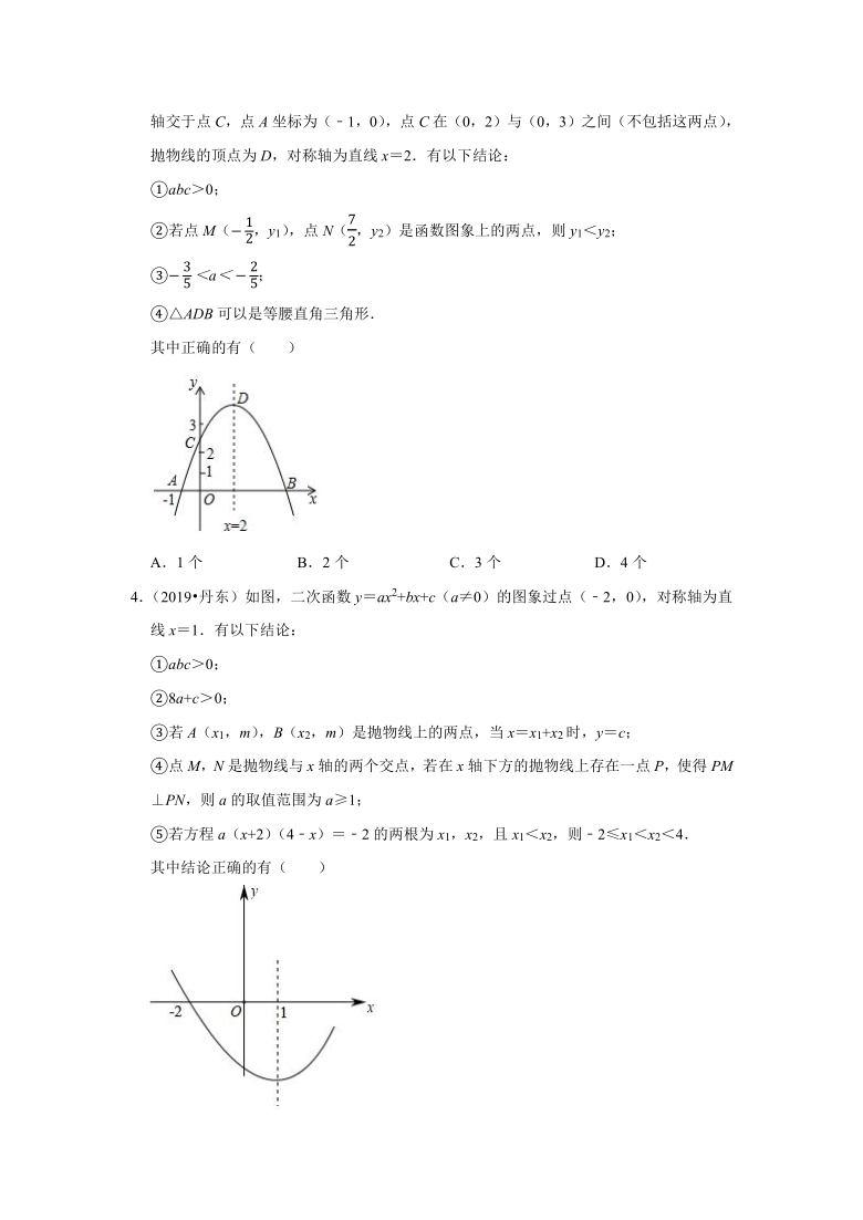 辽宁省2019年、2020年中考数学试题分类汇编（8）——二次函数（Word版 含解析）