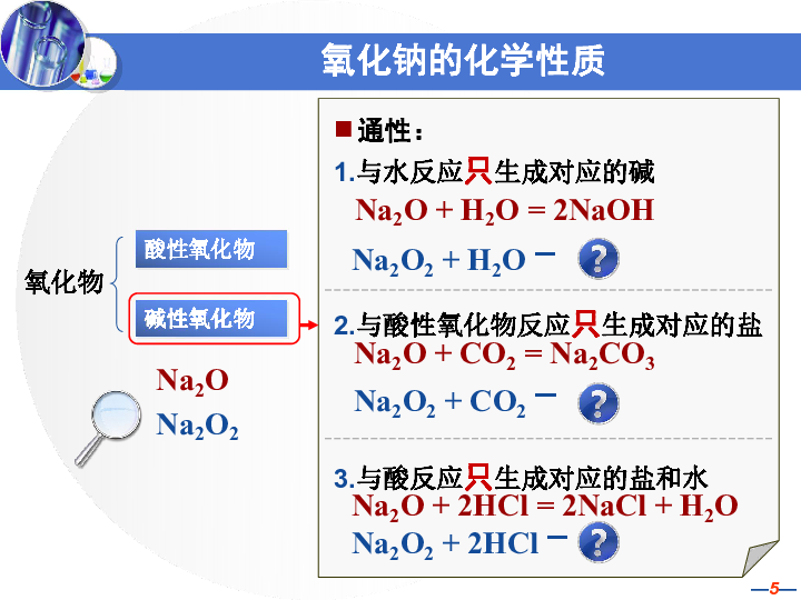 人教版高中化学必修一 几种重要的金属化合物——钠的氧化物 课件