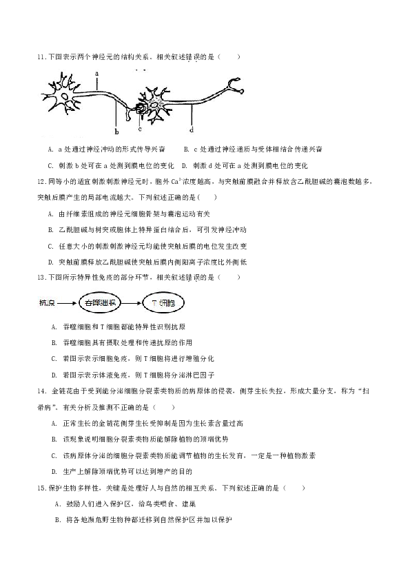 2020江苏省高考压轴卷   生物   含解析