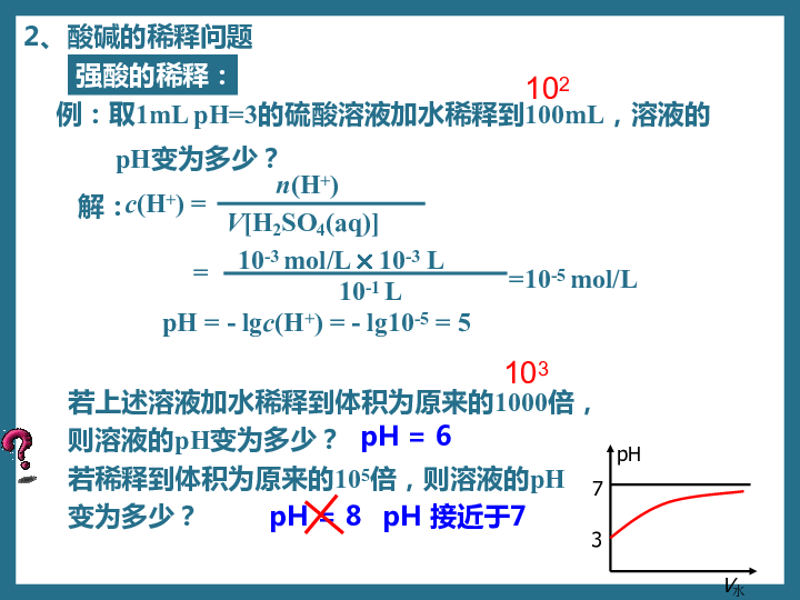 高中化学人教版选修四第三章第二节水的电离和溶液的酸碱性第2课时 溶液pH的计算（共19张PPT）