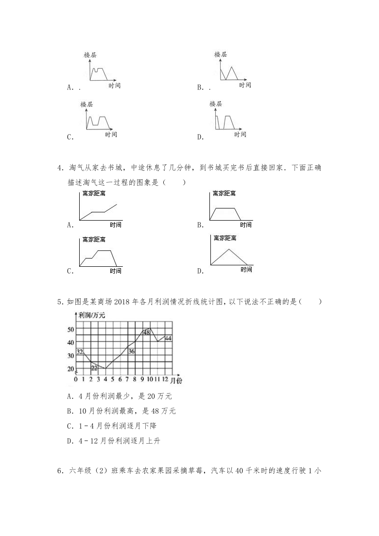 六年级数学下册试题 一课一练《统计与概率--单式折线统计图》习题2-人教版（含答案）