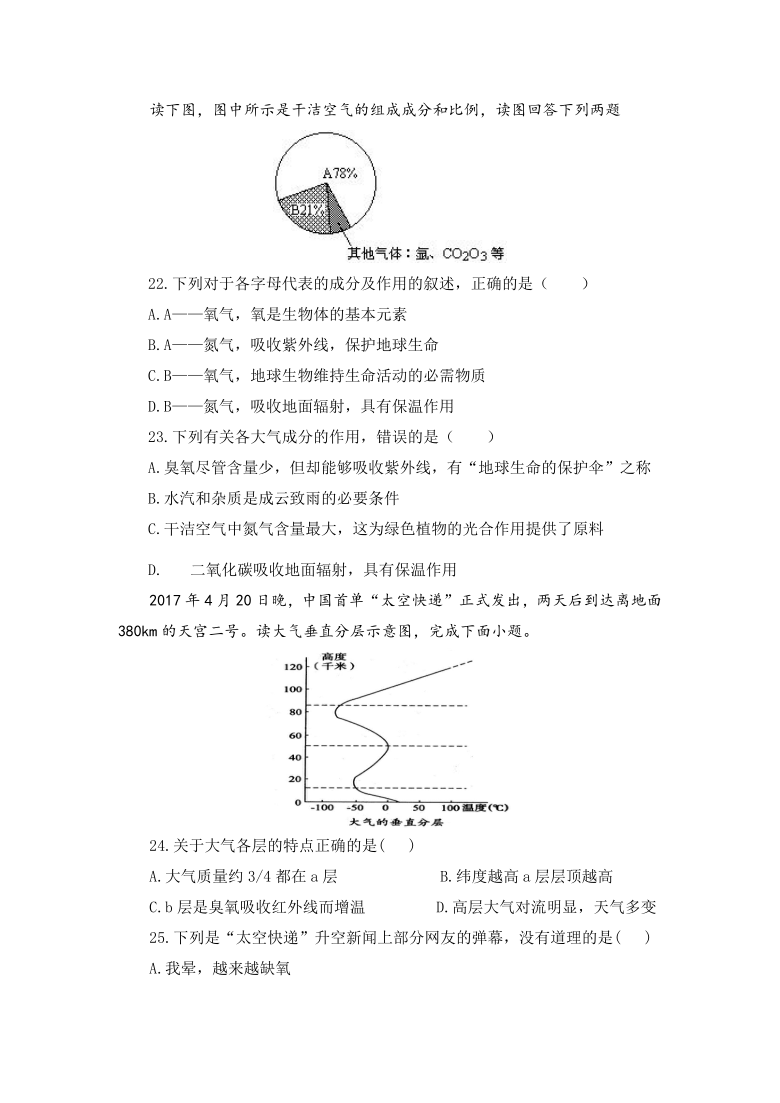 海南省万宁市北京师范大学万宁附属中学2020-2021学年高一下学期开学考试地理试题 Word版含答案