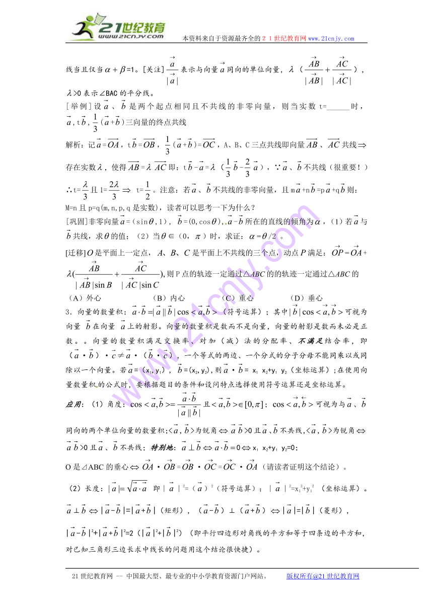 2011届高三数学精品复习之(9)平面向量的概念及运算