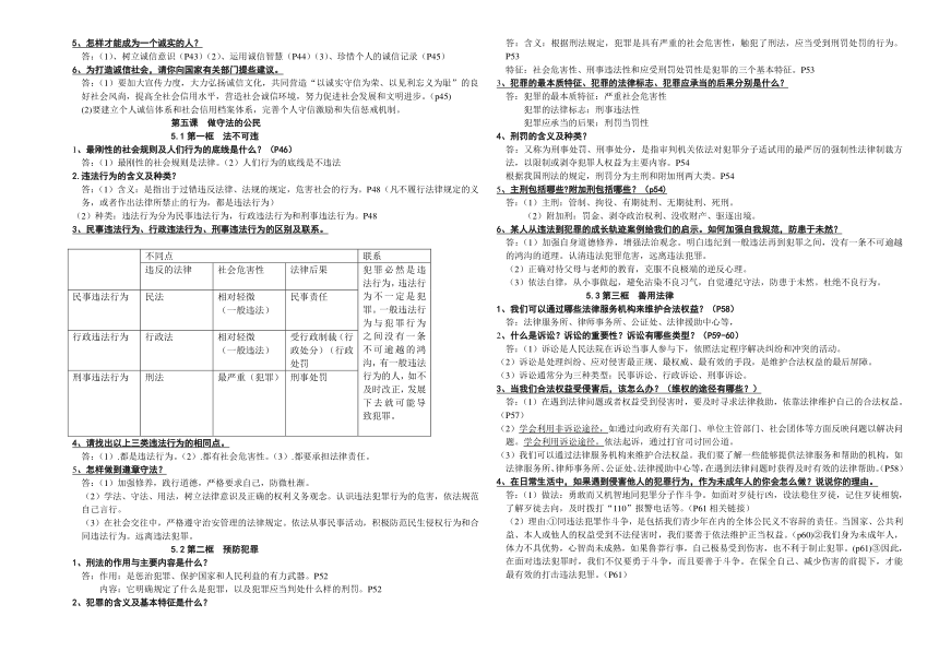 人教部编版道德与法治八年级上册课堂笔记