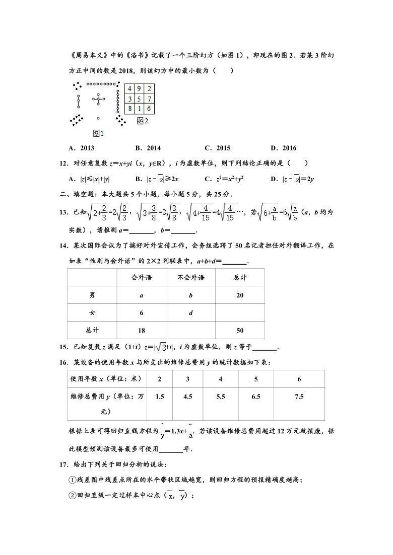 2019-2020学年吉林省吉林市高二下学期期末（文科）数学试卷 （Word解析版）