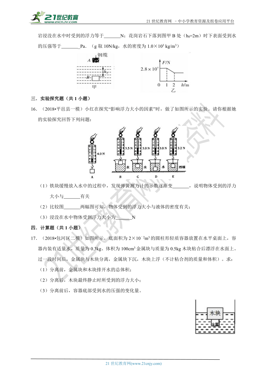 3.3 阿基米德原理 同步练习（含解析）