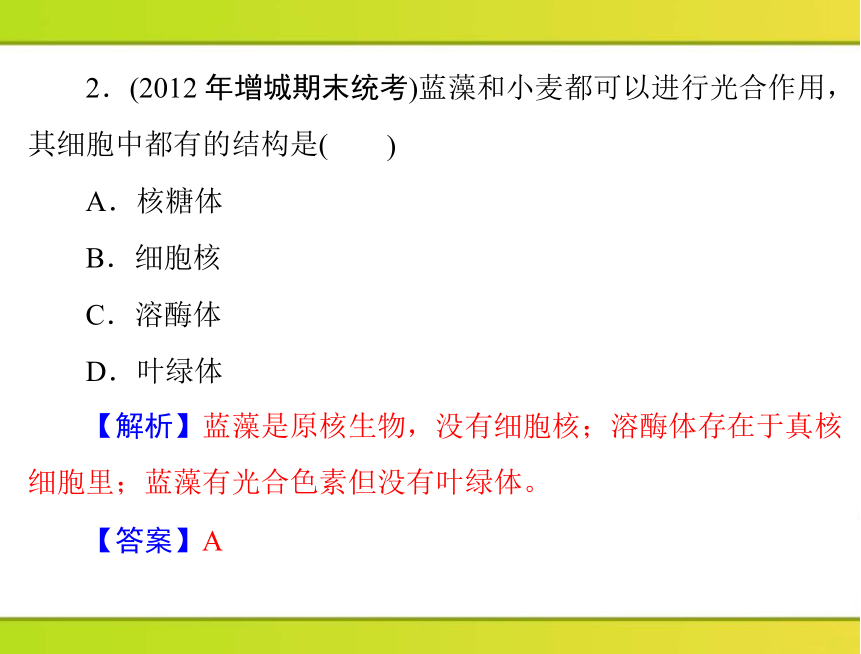 2013年《随堂优化训练》第3章第2节细胞器——系统内的分工合作