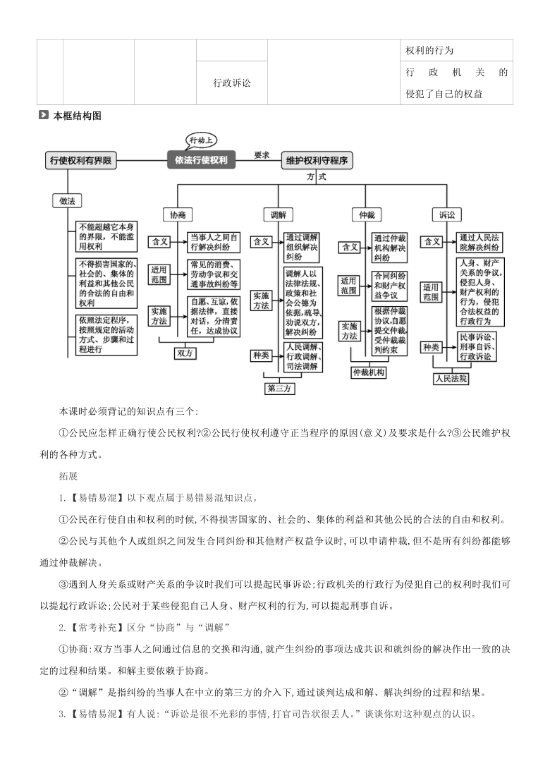 八年级道德与法治下册课时导练：3.2依法行使权利（含答案）