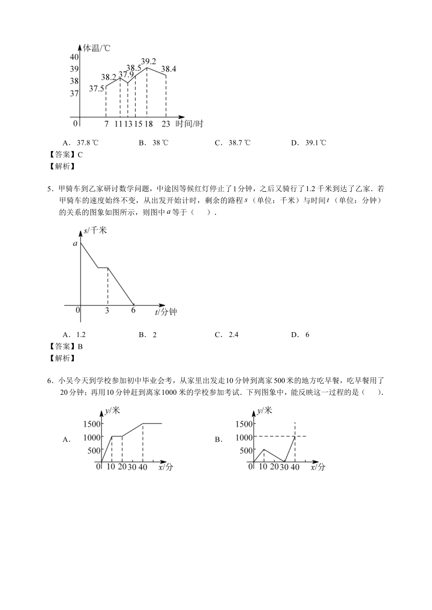 北师大版七年级数学下册期末专项训练三：变量之间的关系（含答案）