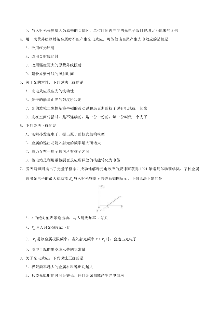 专题17.2光的粒子性-2017-2018学年高二物理人教版（选修3-5）Word版含解析