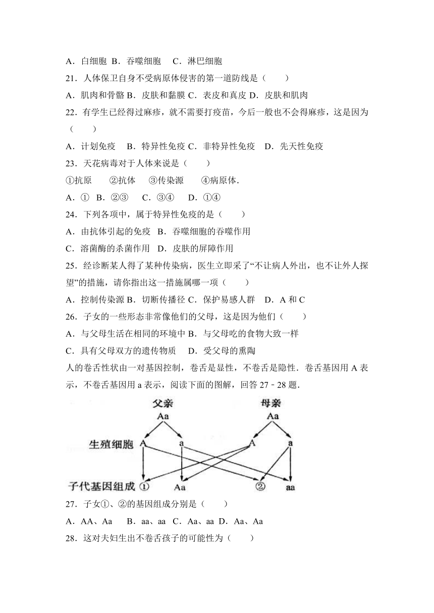 江苏省淮安市洪泽县黄集镇2016-2017学年八年级（下）第一次月考生物试卷（解析版）