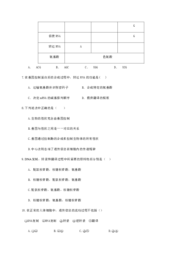 福建省莆田七中2019-2020学年高二上学期期末考试生物试题