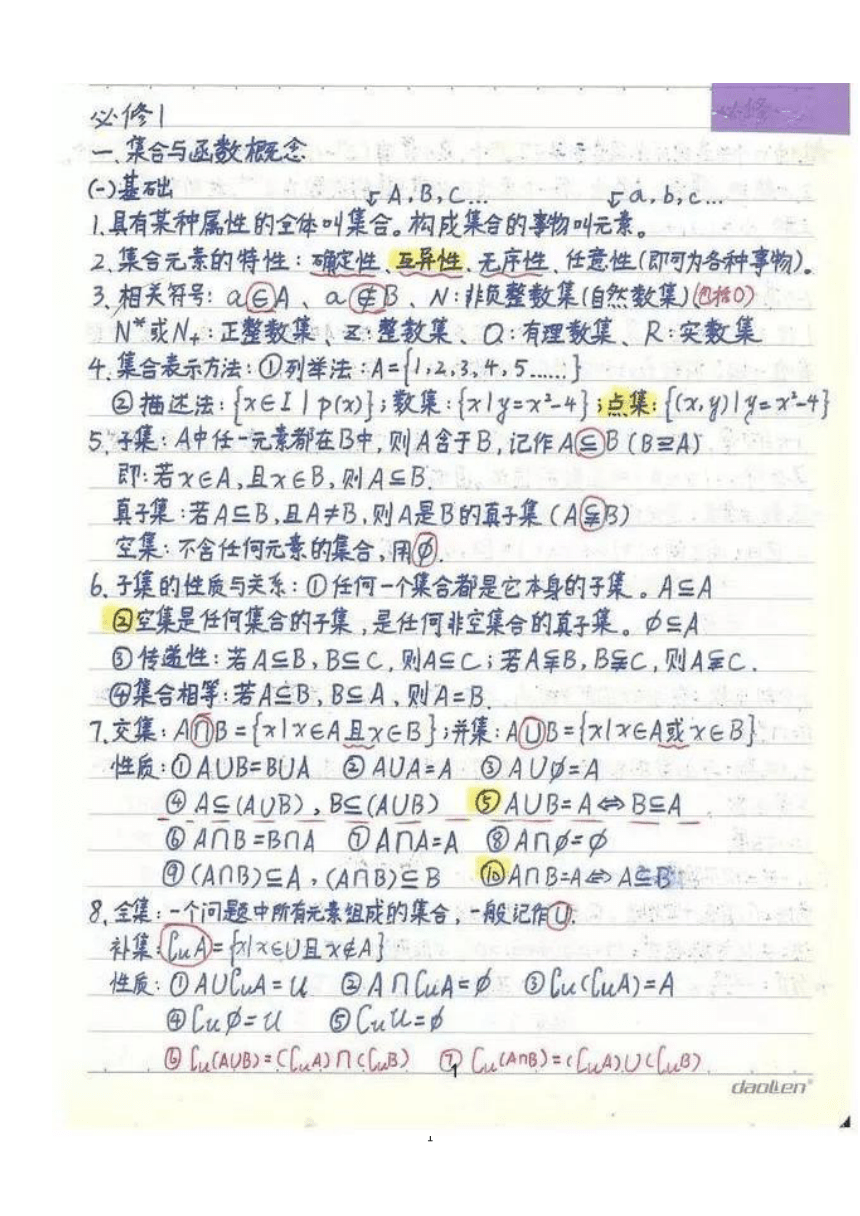 高中數學知識點( pdf版手寫)