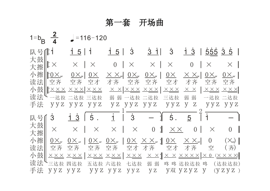 鼓号队出旗曲乐谱图片