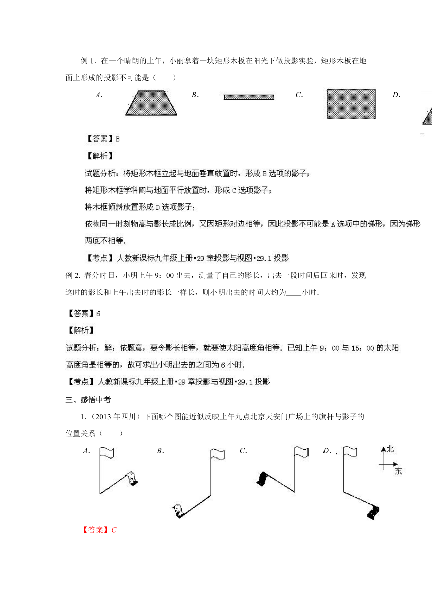 29.1 投影 精讲精练(含答案)