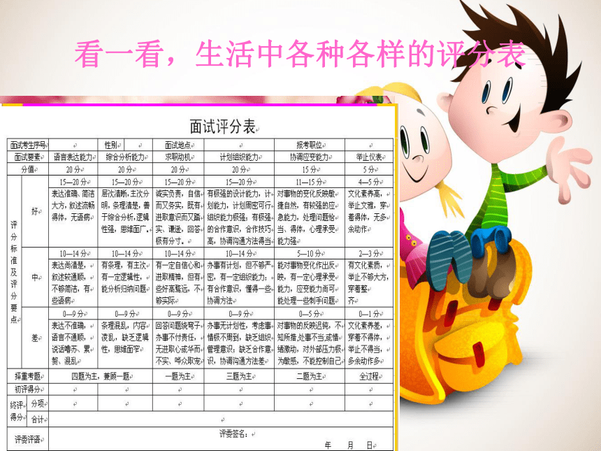 任务一 制作评分表 课件